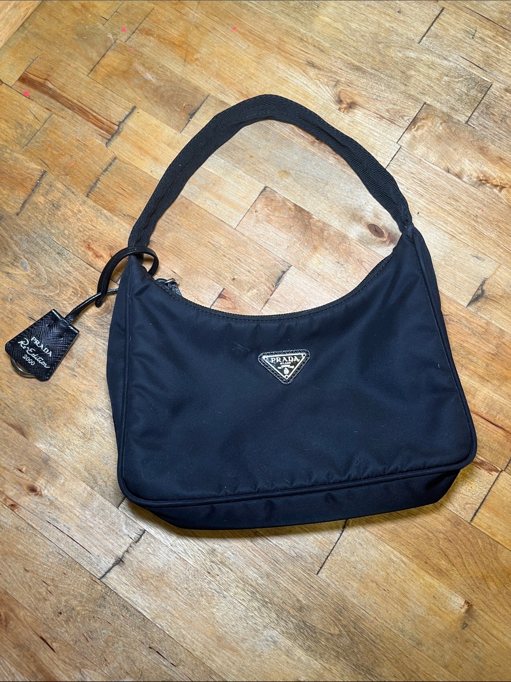 Prada Black Nylon Crescent Shoulder Bag Re-Nylon Re-Edition 2000 Mini-Bag